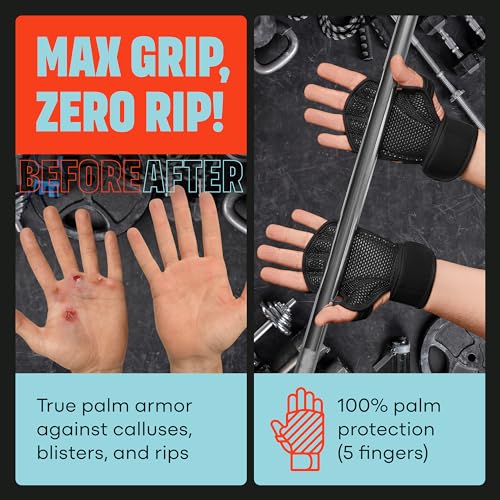 MAVA Open Gym Gloves for Men & Women; Padded Weight Lifting Gloves with Wrist Support for Comfort, Protection; Strong-Grip...