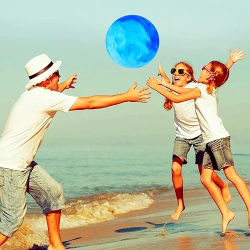 GCQJOQ 2 Pcs Marbleized Bouncy Balls for Kids Large-Sized Ball Inflatable Rubber Playground Sensory Balls for Beach Pets I...