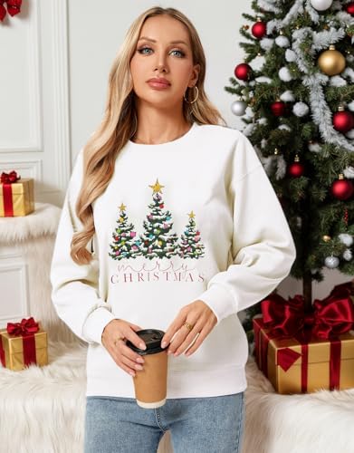 Drvitor Womens USA Sweatshirt, Long Sleeve Crewneck Pullover with American Flag & Stripes Star Print - Casual Top