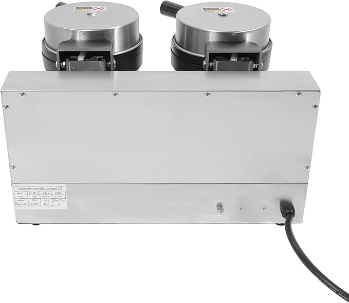 Waffle Maker Double Heads Waffle Iron Machine 2400W 110V Wafer Making Machine Stainless Steel Chaffle Maker with 180° Rotatable Handle Temperature and Time Control