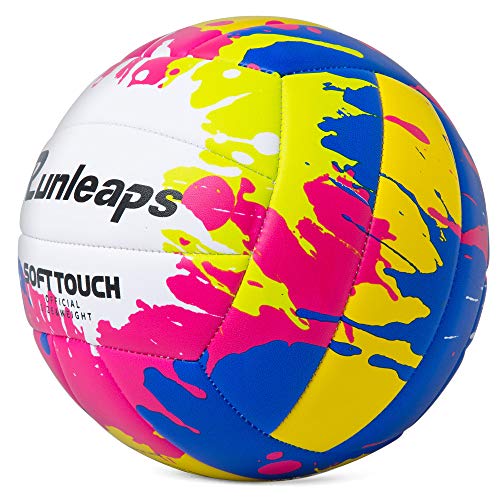 Runleaps Beach Volleyball Official Size 5 Soft Waterproof Volleyball Sand Sports PU Ball for Indoor, Outdoor, Pool, Gym, T...