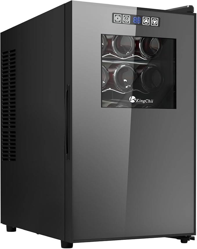 KingChii 18 Bottle Wine Cooler, Freestanding Wine Fridge with Glass Door, Adjustable Shelves & Digital Temperature Display Wine Refrigerator for Red, White, Champagne - Perfect for Home, Kitchen, Bar