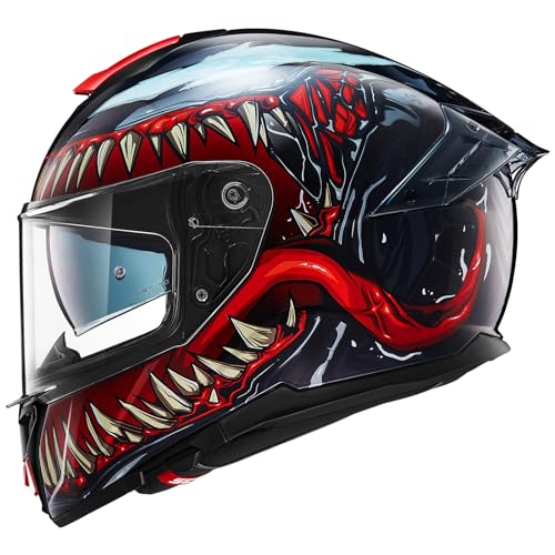 ILM Full Face Dual Visor Motorcycle Helmets with Rear Wing Pinlock Compatible Motorbike Street Bike Helmet DOT Men Women M...