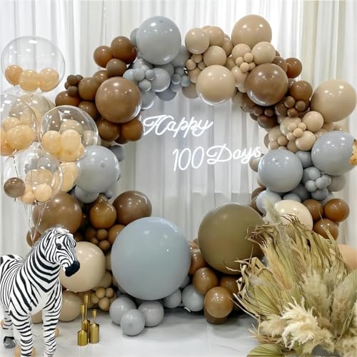 Dark Brown Balloons, 140pcs 18 12 10 5 Inch Different Sizes Pack Party Latex Balloons for BOHO Birthday Halloween Holiday ...