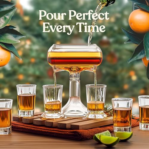 Etihub Shot Glass Dispenser And Holder - Party Drink Set For Liquor With 6 Glasses, Cool Glass Shots Game Accessories, Cut...