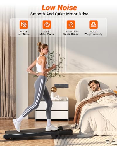 Lacuffy Walking Pad,6% Manual Incline Walking Pad Treadmill,Under Desk Treadmill for Home Office, with App & Remote,2.5HP ...
