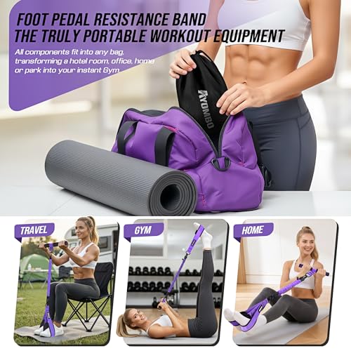 Ayombo Upgrade Pedal Resistance Band with Handle, Adjustable Tube Foot Pedal Device Puller Exercise Bands, for Abs Arm Leg...
