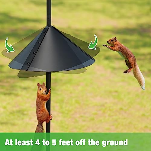 ERYTLLY Bird House Pole 80 Inch Bird Feeder Pole with Squirrel Baffle and 2 Hooks - Heavy Duty Bluebird Feeder Support Rod...