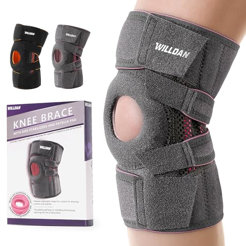 WILLDAN Knee Brace with Side Stabilizers & Patella Gel Pads for Maximum Knee Pain Support, Running, Workout and fast recov...