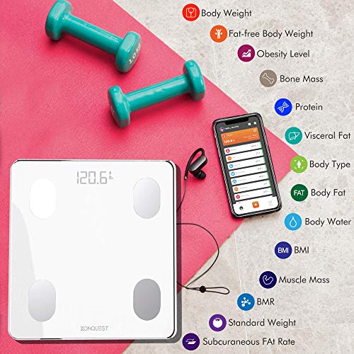 KONQUEST Smart Scale for Body Weight, Digital Bathroom Scale BMI Weighing Bluetooth Body Fat Scale, Body Composition Monit...