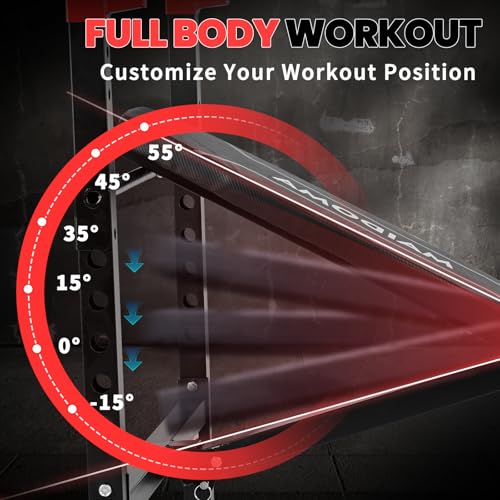 MAIDOMA 1500LBS 8 in 1 Weight Bench Set with Leg Extension/Curl and Preacher Curl, Bench Press Set and Barbell Rack with S...