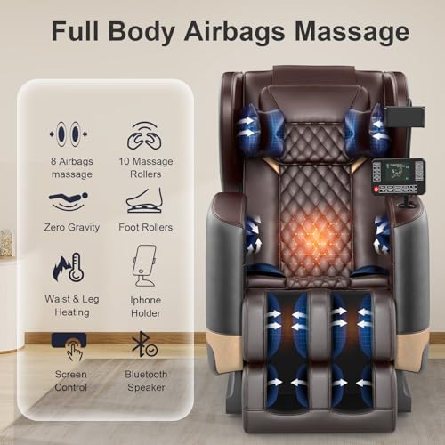 FURNIMAT 2025 Massage Chair Full Body, Zero Gravity Massage Chair with 10 Fix Rollers, Heating, Foot Massage, Auto Modes, ...