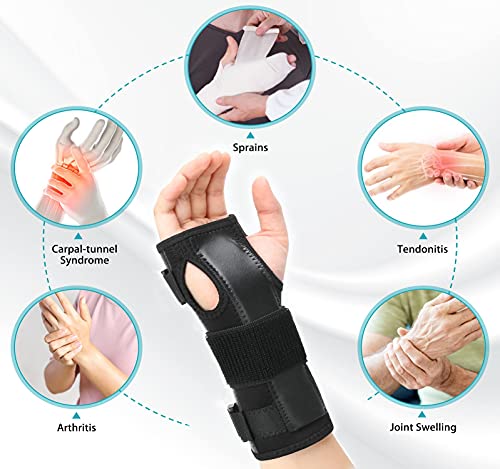 PKSTONE Wrist Splint for Carpal-Tunnel Syndrome, Adjustable Compression Wrist Brace for Right and Left Hand, Pain Relief f...