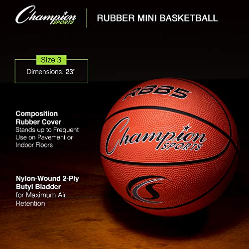 Champion Sports® Rubber Basketballs – Heavy Duty Pro-Style, Indoor/Outdoor Use, Premium Basketball Equipment for Physical ...
