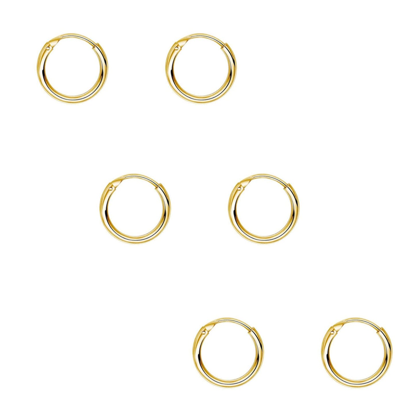 EPIRORA Sterling Silver Hoop Earrings for Women Men, Hypoallergenic Cartilage Earring Endless Small Hoop Earrings Set, 3 Pairs T