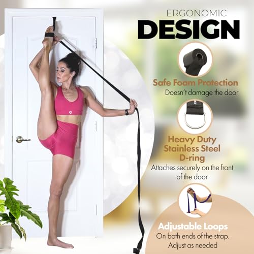 Pilates Stretching Strap with Door Anchor - Flexibility Equipment for Pilates Practitioners - Ideal for Improving Leg Flex...