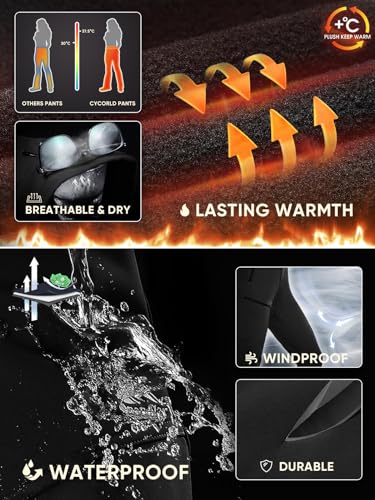 Cycorld Women's Snow Ski Pants Fleece Lined Waterproof Softshell Insulated Flare for Snowboarding Hiking Winter Outdoor