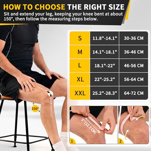 CAMBIVO Knee Brace for Men & Women, 2 Pack Knee Compression Sleeve for Knee Pain Relief, Knee Brace with Side Stabilizers...