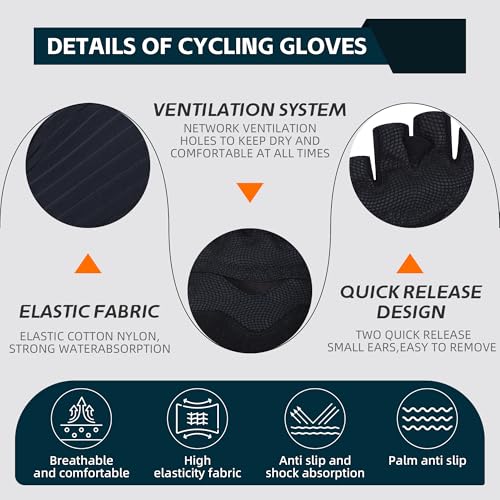 YKYWBIKE Cycling Gloves - Half Finger Bicycle Gloves for Men and Women