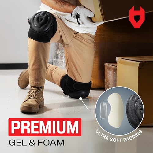 NoCry Gel Knee Pads for Men and Women with Soft Foam Cushion — Waterproof Anti-Slip Cap and Easy to Use, Adjustable Non-Sl...