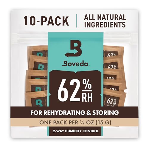 Boveda 62% Two-Way Humidity Control Packs For Storing ½ oz – Size 4 – 10 Pack – Moisture Absorbers for Small Storage Conta...