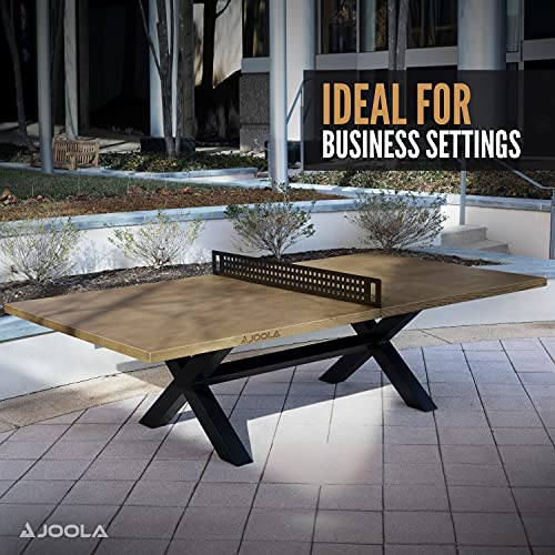JOOLA Outdoor Table Tennis Table - Multi Use Conference Table Dining Table - Concrete Wood Look Includes Steel Outdoor Pin...
