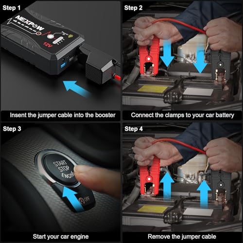 NEXPOW 3000A Peak Car Jump Starter for Up to 9.0L Gas and 7.0L Diesel Engines, 12V Portable Battery Booster Pack with QC3....