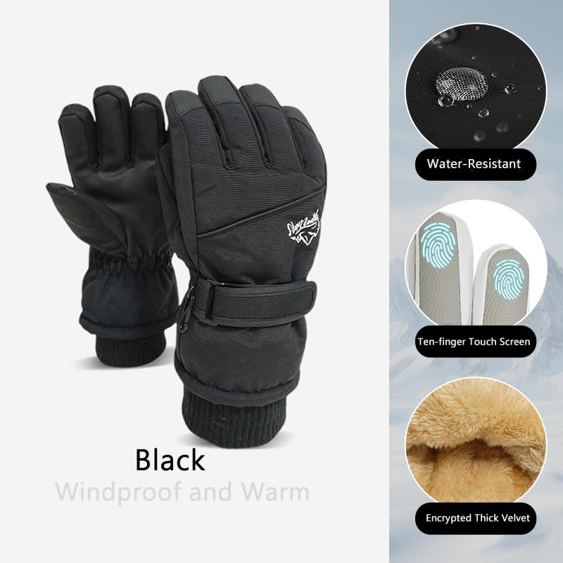 CaySep Winter Ski Gloves for Men-Anti-Slip Windproof Water-Resistant Warm Touchscreen Cycling Gloves for Cold Weather Outdoor