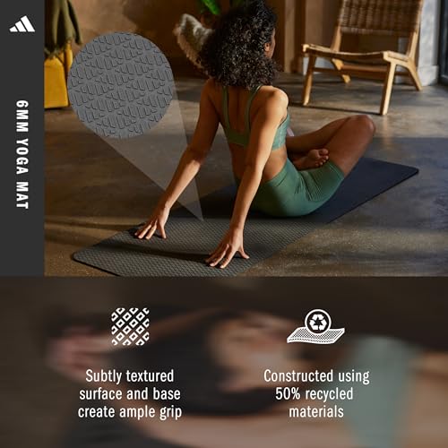 adidas Yoga Mat - Eco Friendly - Non Slip, Durable Textured Surface
