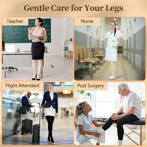 Myshear Medical Compression Pantyhose for Women Men, 15-20 mmHg Compression Tights, Closed Toe Graduated Compression Stock...