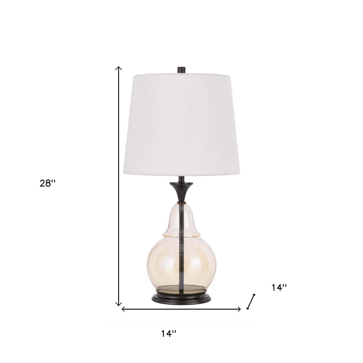 HomeRoots Metal Table Lamp with White Empire Shade, 28 in., Model 524721