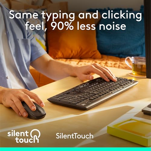Logitech MK295 Wireless Mouse & Keyboard Combo with SilentTouch Technology, Full Numpad, Advanced Optical Tracking, Lag-Fr...
