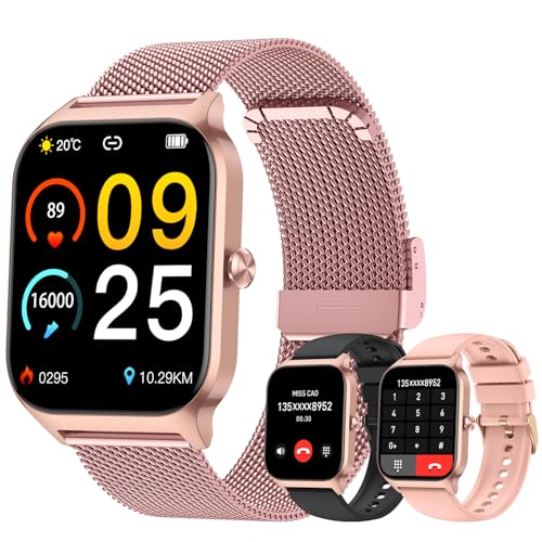 Smart Watch for Women Fitness Tracker: Rose Gold Bluetooth Make Answer Call Digital Mens watches Waterproof Run Smartwatch...