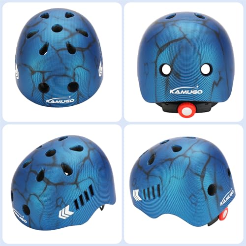 KAMUGO Kids Bike Helmet Set, Toddler Helmet for Ages 2-8 Boys Girls with Sports Protective Gear Set Knee Elbow Wrist Pads ...