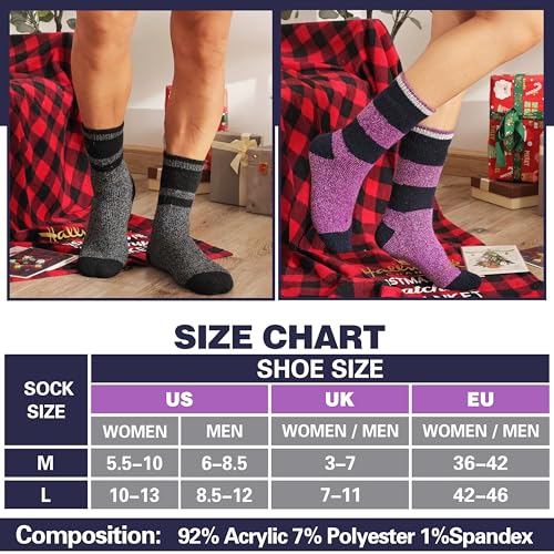 MOGGEI 3 Pairs Thermal Winter Socks for Women & Men Thick Extra Warm Insulated Ski Boot Socks for Cold Weather