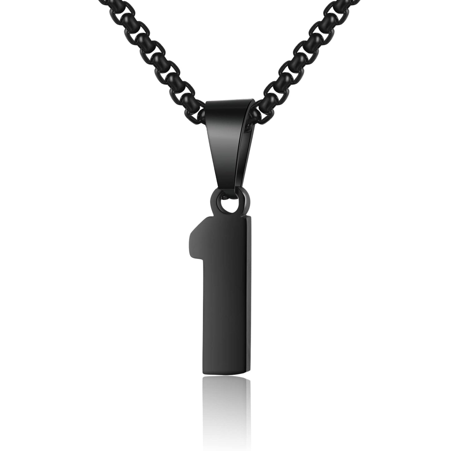 Number Necklaces Personalized Necklaces Black Initial Number Pendant Stainless Steel Chain Movement Necklaces for Men Women (1)