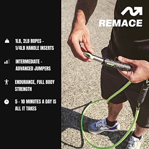 Remace Level 2 Weighted Jump Rope Set - (1LB, 2LB) HIIT Workout Ropes - For Fitness, Exercise, Boxing, and Strength Traini...