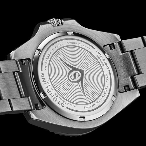 Stuhrling Depthmaster Heritage Diver Swiss Quartz Watch, 42mm, Teal Dial, Stainless Steel, 100M Water Resistant