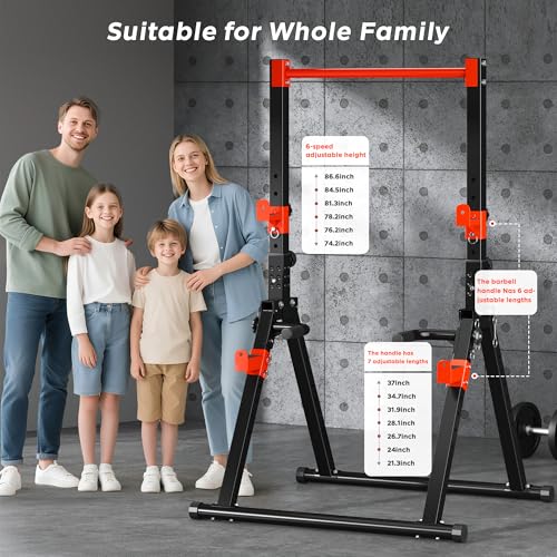 SogesHome Power Tower Dip Station Pull Up Bar for Home Gym, Adjustable & Foldable Multifunction Fitness Workout Station wi...