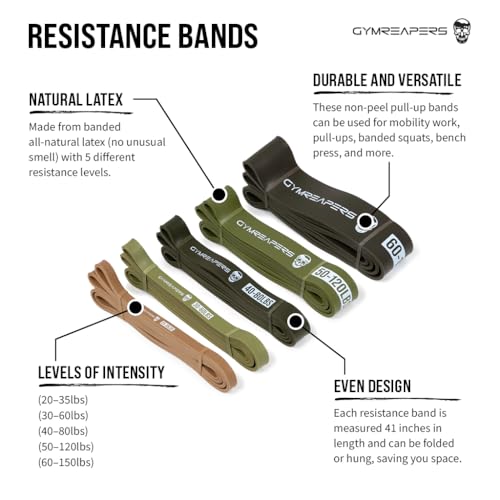 Gymreapers Resistance Bands for Working Out – Elastic Pull Up Exercise Assistance Bands Set for Powerlifting, Stretching, ...