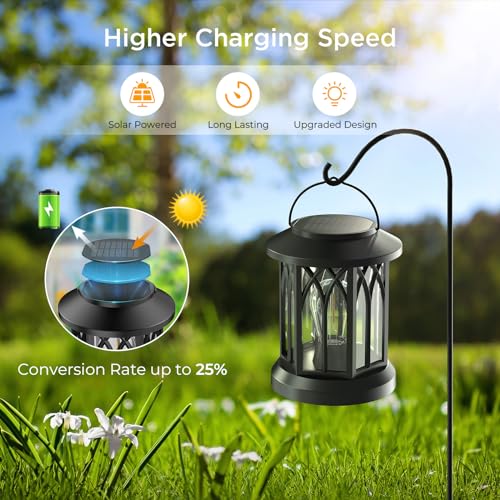 WdtPro 4 Pack Solar Lantern Outdoor Lights, Upgraded Bright Solar Lanterns Outdoor Waterproof, Hanging Solar Powered Lante...