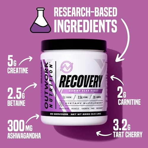 Outwork Nutrition Post Workout Recovery Powder - Creatine Monohydrate, KSM-66 Ashwagandha & Tart Cherry - Speeds Recovery,...