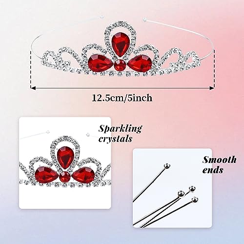 Cinaci 8 Pieces Princess Colorful Dazzling Crystal Rhinestone Silver Metal Tiara Crown Headbands Wedding Birthday Party Pr...