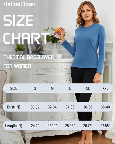 HeliosCloak 4 Pack Women's Thermal Long Sleeve Shirts Double-Sided Fleece Lined Base Layer Winter Basic Underwear Tops