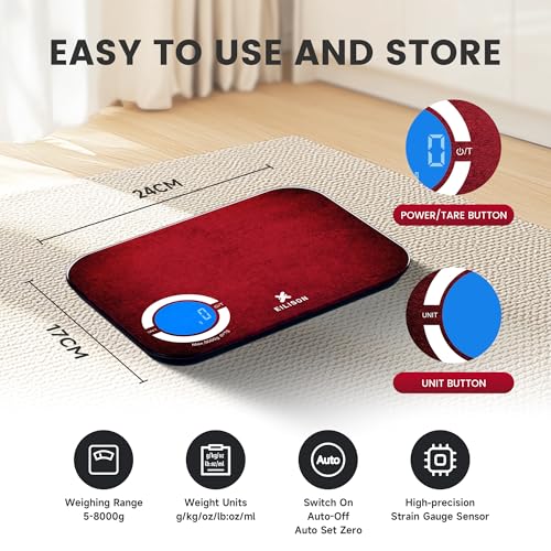 EILISON Smart Kitchen Scale with Bluetooth App, High-Precision Digital Food Scale for Baking, Cooking & Diet, 8000 Food Da...
