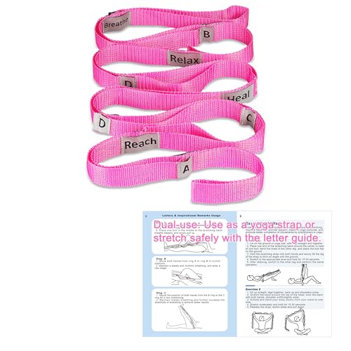 LXLOVESM Stretching Strap Yoga Strap with 10 Loops, Non-Elastic Stretch Band for Physical Therapy, Flexibility, Exercise, ...