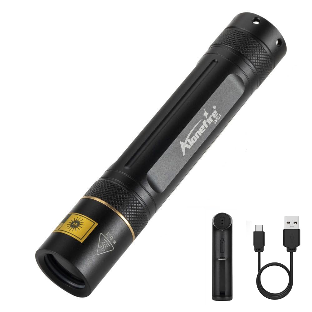 Alonefire Sv003 10W Uv Flashlight, Rechargeable Blacklight For Pet Urine Detection, Scorpion Hunting, Aluminum Case, Black