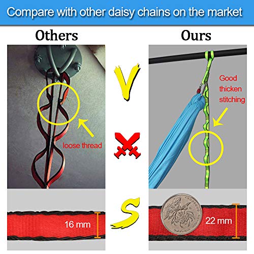 KIKIGOAL 2pcs Safety Daisy Chains Strong Climbing Strap Adjustable Nylon Strap Rope Yoga Pilates Stretching Straps