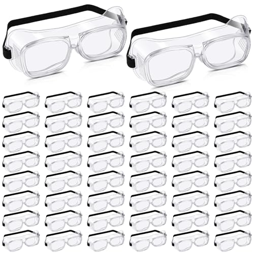 Tellegloww 50 Pairs Safety Goggles Anti-fog Protective Safety Glasses Anti Scratch Eye Protection Clear Lens Onion Goggles...