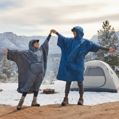 ATEPA Wearable Sleeping Bag, Recycled Warm Winter Camping Wearable Blanket Poncho for Outdoor, Stadium Sports Women Men